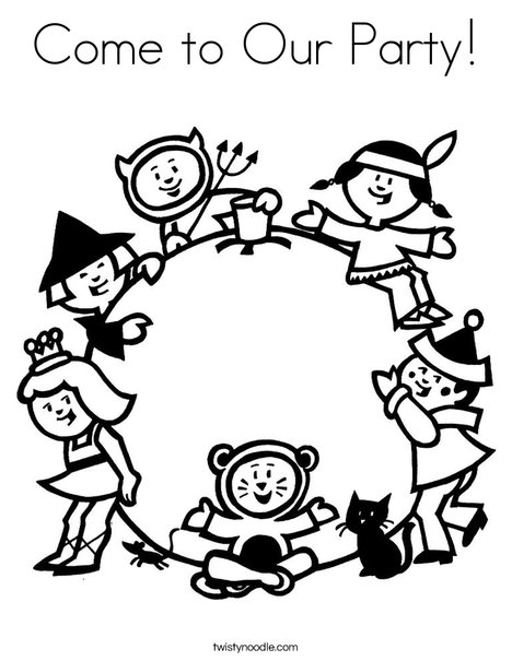 Children in Costume Coloring Page
