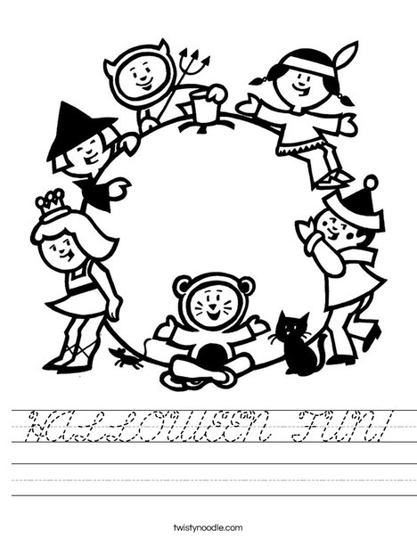 Children in Costume Worksheet