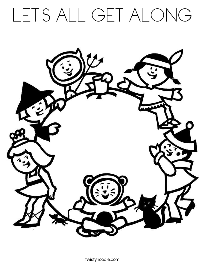 LET'S ALL GET ALONG Coloring Page