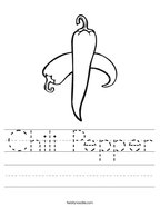 Chili Pepper Handwriting Sheet