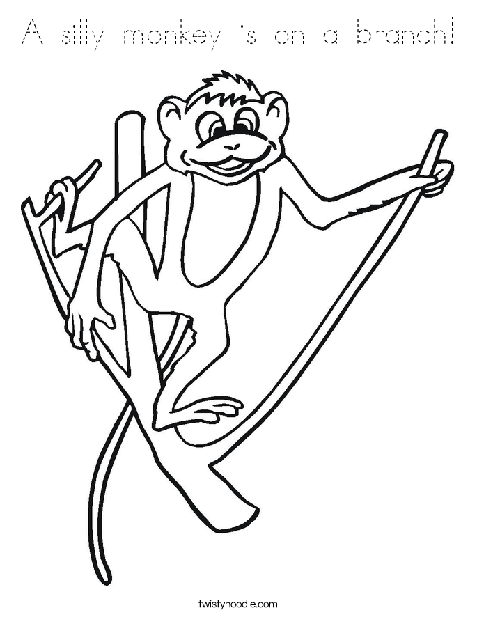 A silly monkey is on a branch! Coloring Page