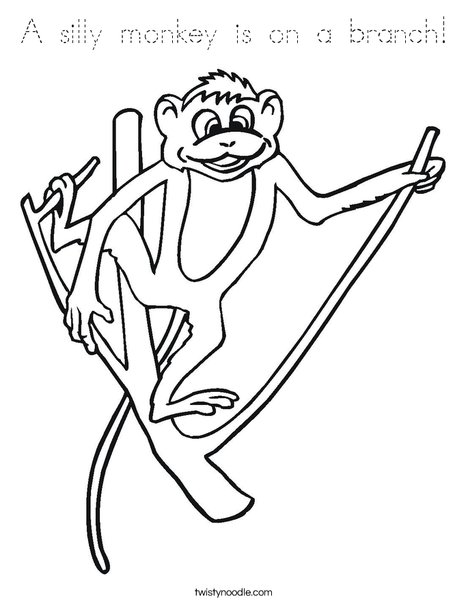 Monkey on a Branch Coloring Page