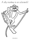 A silly monkey is on a branch!Coloring Page
