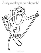 A silly monkey is on a branch Coloring Page
