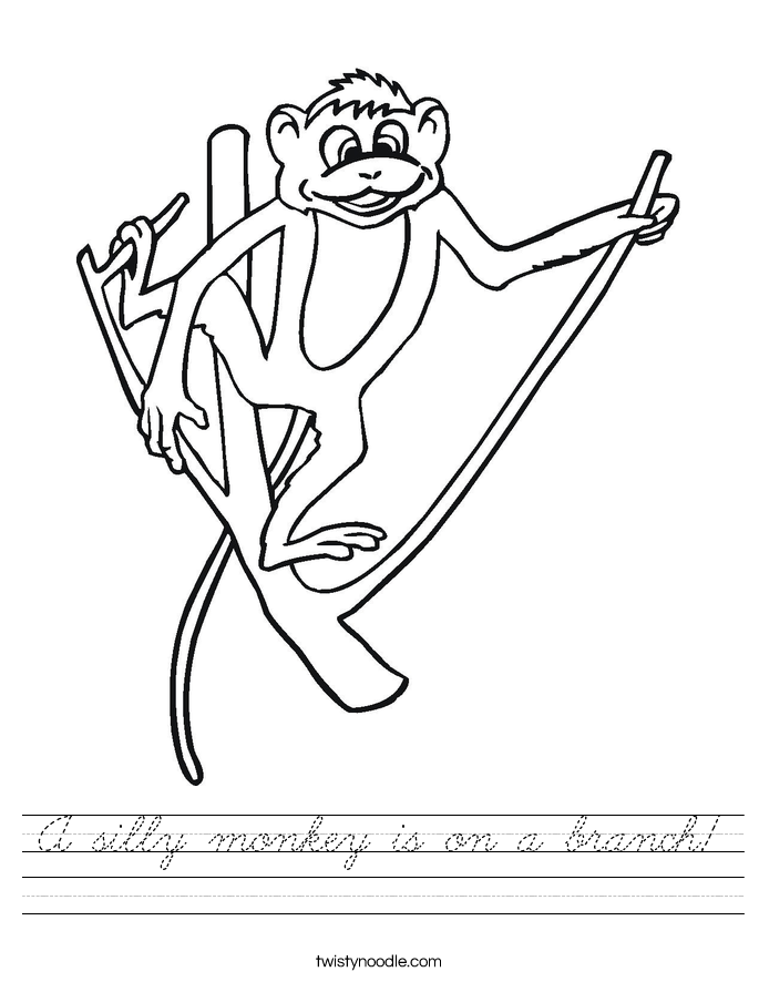 A silly monkey is on a branch! Worksheet