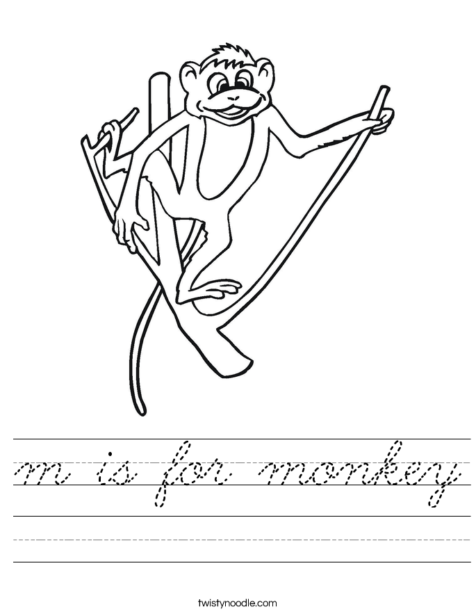 m is for monkey Worksheet