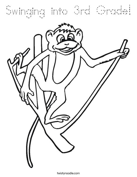 Monkey on a Branch Coloring Page