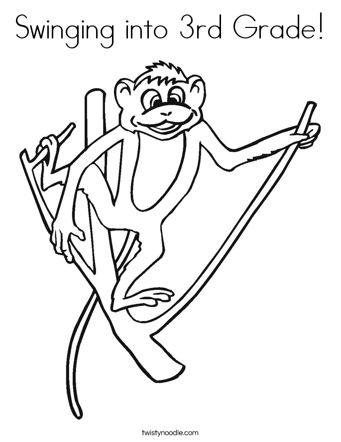 Swinging into 3rd Grade Coloring Page Twisty Noodle