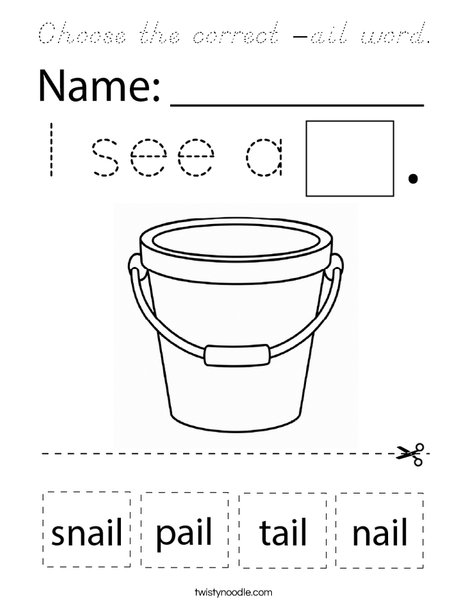 Choose the correct -ail word. Coloring Page