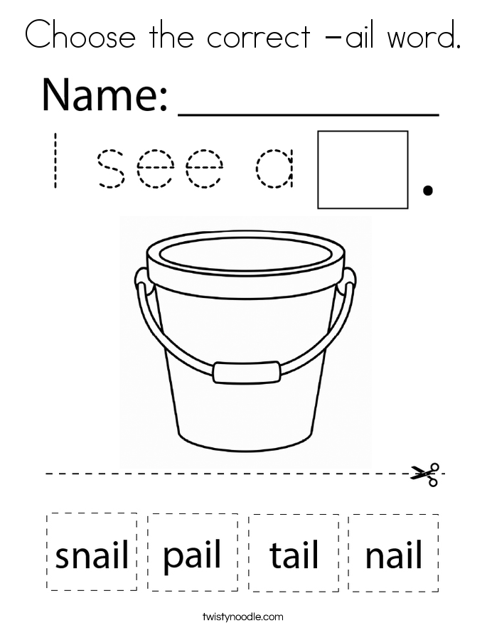 Choose the correct -ail word. Coloring Page