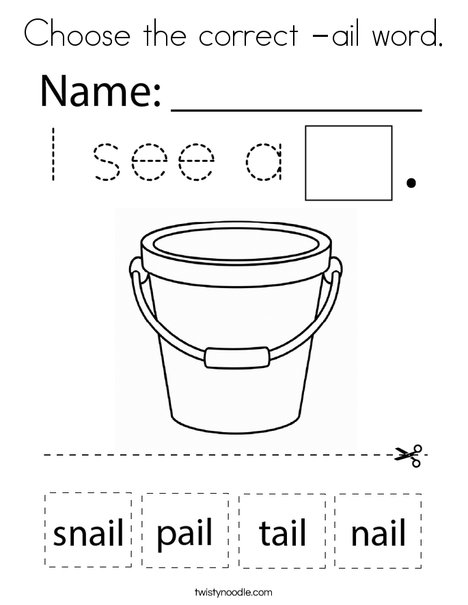 Choose the correct -ail word. Coloring Page