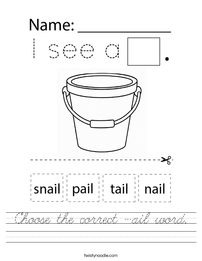 Choose the correct -ail word. Worksheet