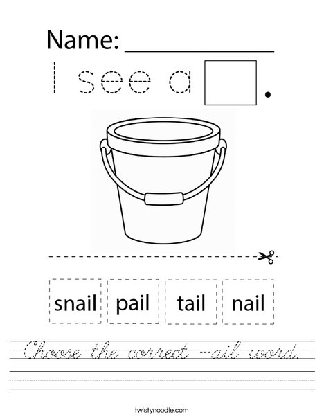 Choose the correct -ail word. Worksheet