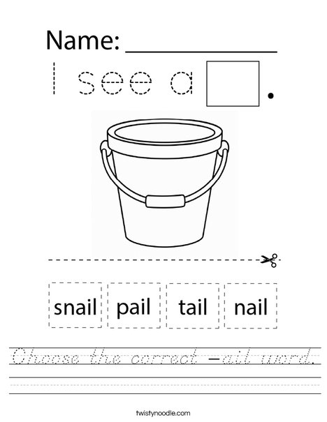Choose the correct -ail word. Worksheet