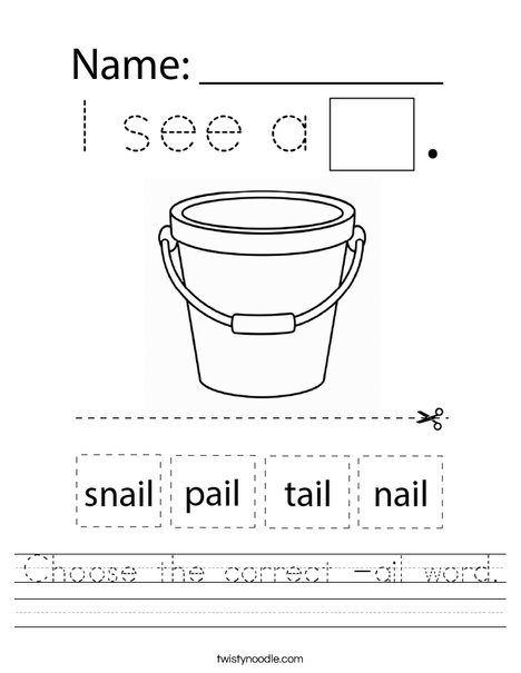 Choose the correct -ail word. Worksheet