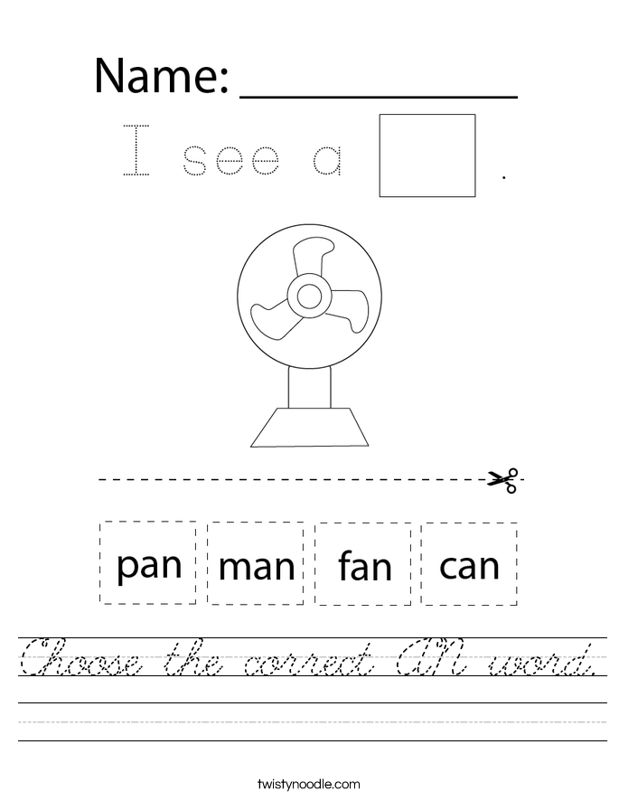 Choose the correct AN word. Worksheet