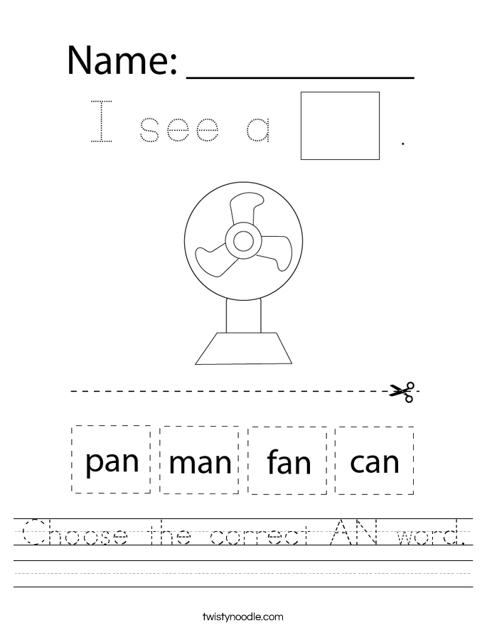 Choose the correct AN word. Worksheet