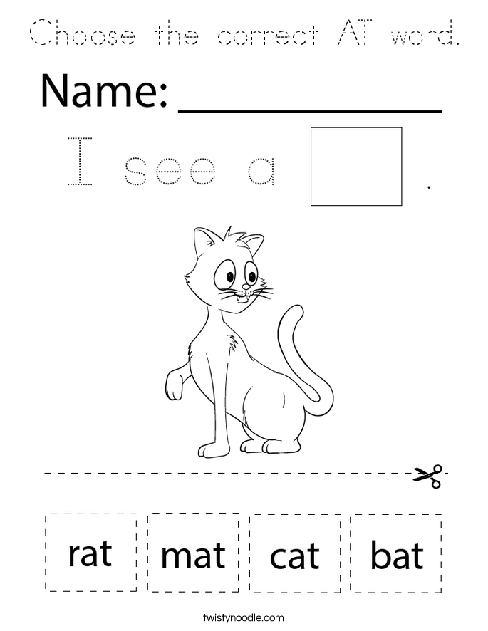 Choose the correct AT word. Coloring Page