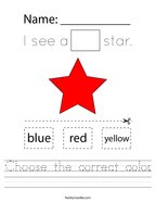 colors worksheet Choose the correct color Handwriting Sheet