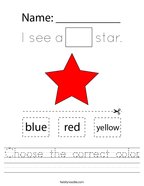 Choose the correct color Handwriting Sheet