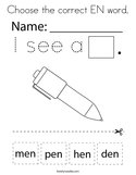 Choose the correct EN word Coloring Page