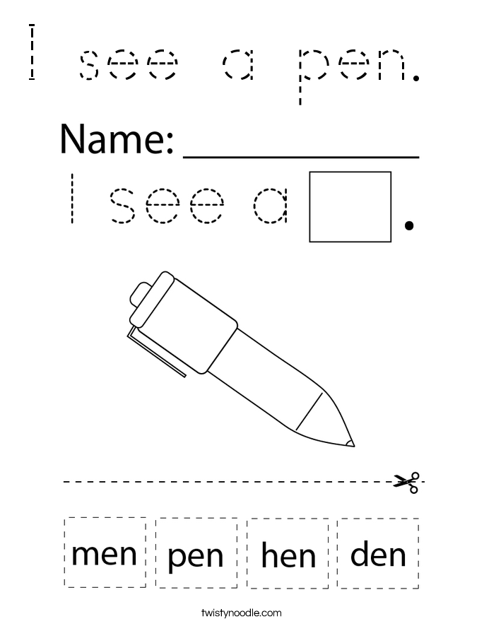 I see a pen.  Coloring Page