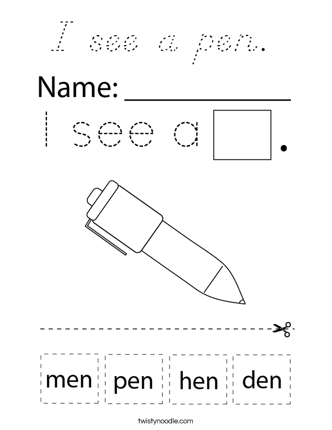 I see a pen.  Coloring Page