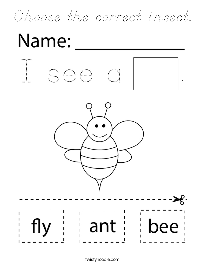 Choose the correct insect. Coloring Page