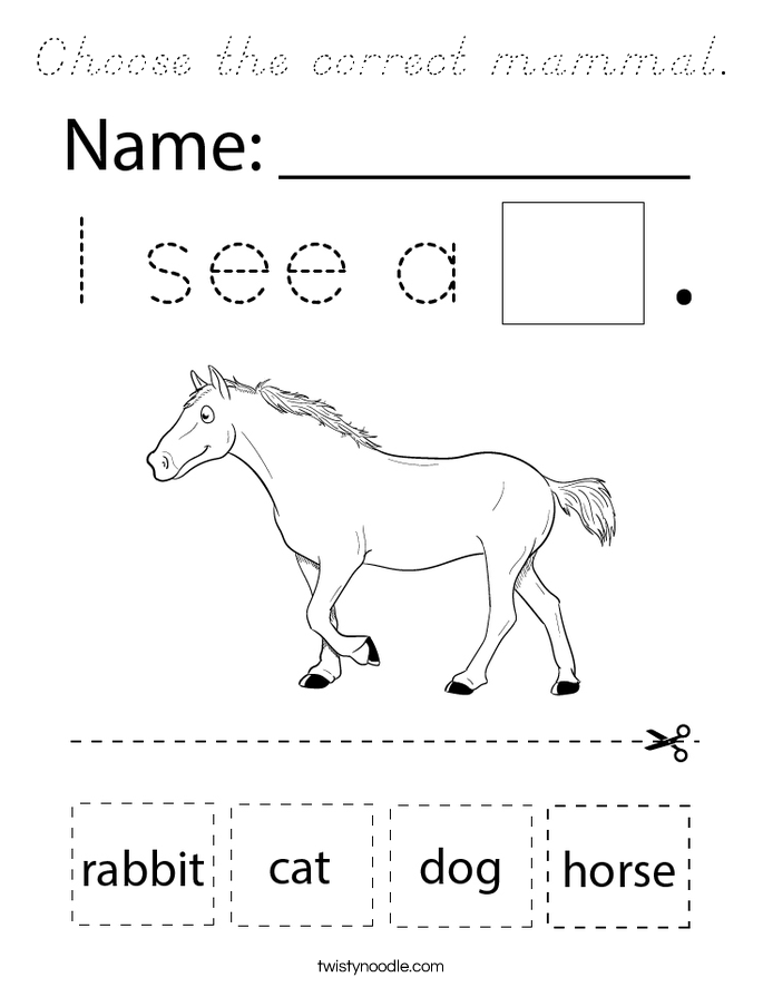 Choose the correct mammal. Coloring Page
