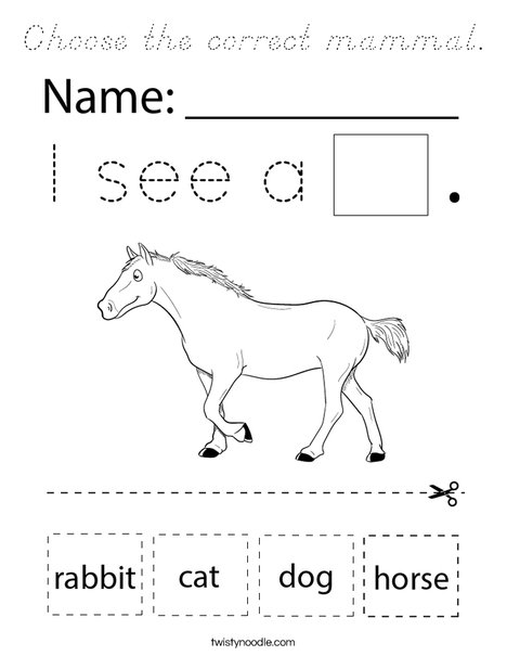 Choose the correct mammal. Coloring Page