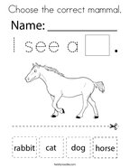 Choose the correct mammal Coloring Page