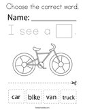 Choose the correct word Coloring Page
