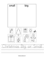 Christmas Big or Small Handwriting Sheet