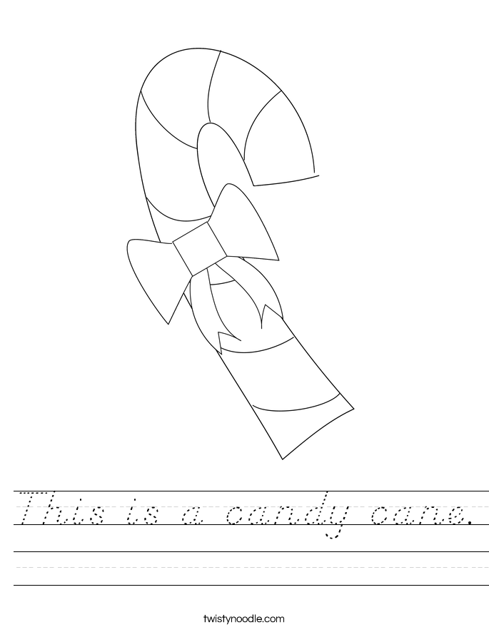 This is a candy cane Worksheet - D'Nealian - Twisty Noodle