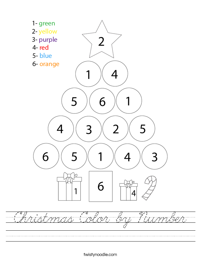 Christmas Color by Number Worksheet
