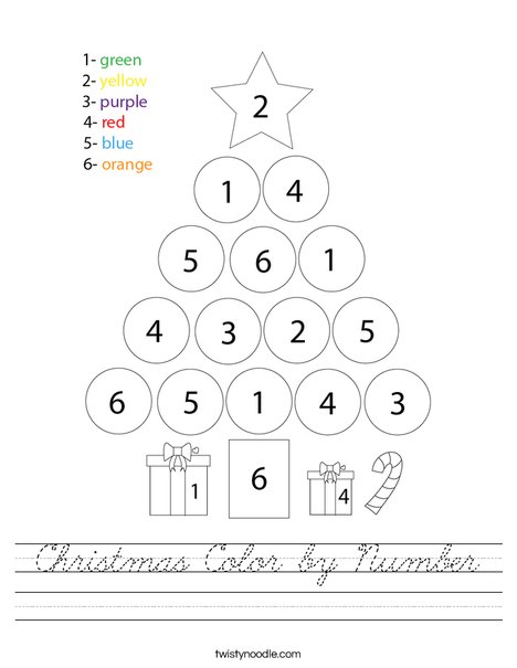 Christmas Color by Number Worksheet