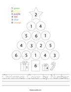 Christmas Color by Number Handwriting Sheet