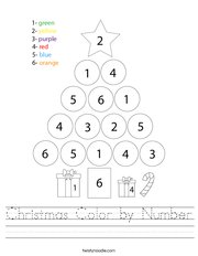 Christmas Color by Number Handwriting Sheet