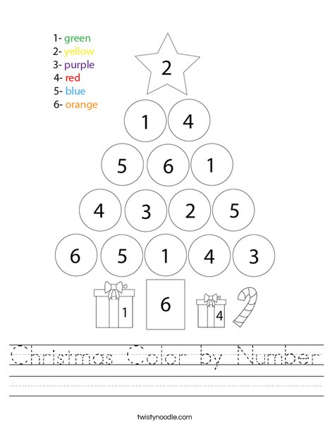 Christmas Color by Number Worksheet