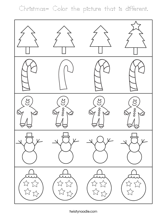 Christmas- Color the picture that is different. Coloring Page