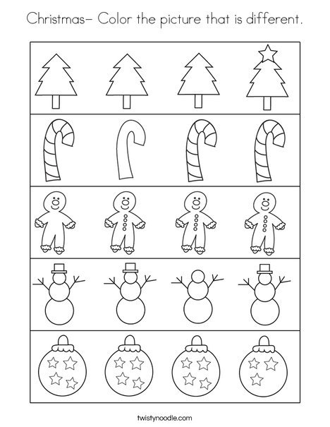 Christmas- Color the picture that is different. Coloring Page