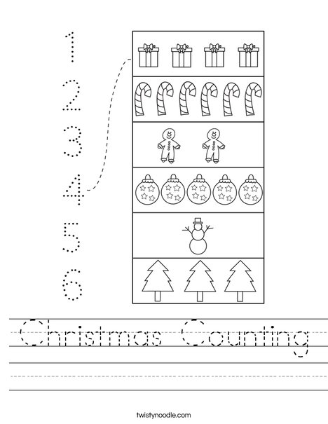 Christmas Counting Worksheet Twisty Noodle Christmas Counting Worksheet Twisty Noodle