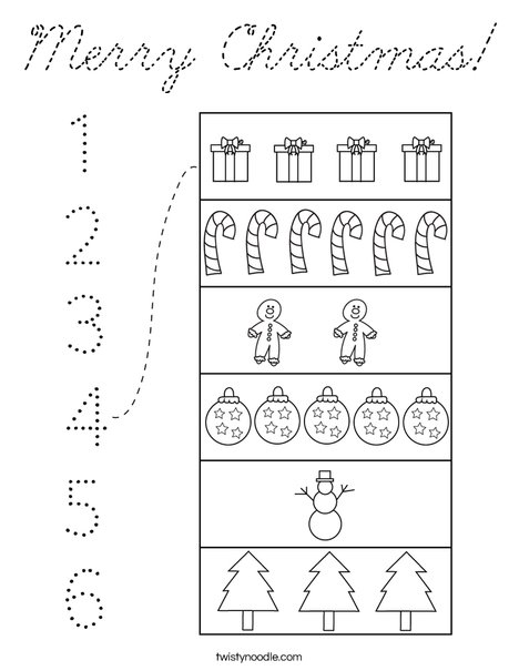 Christmas Counting Coloring Page