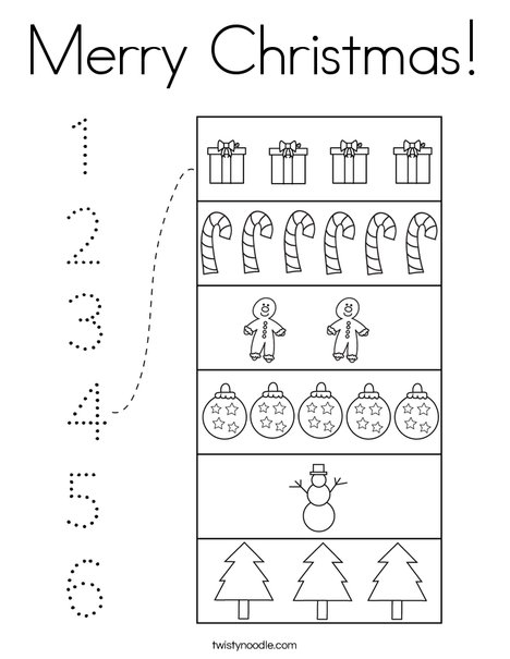 Christmas Counting Coloring Page