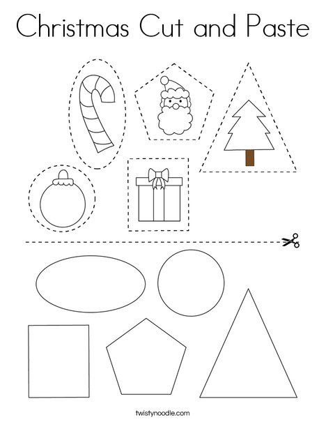 Christmas Cut and Paste Coloring Page