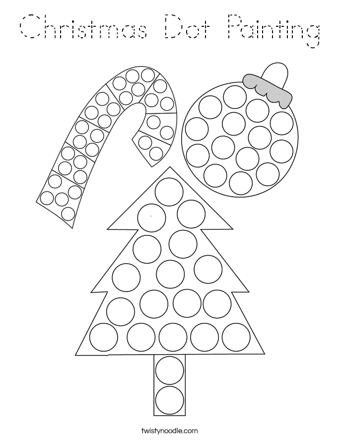 Christmas Dot Painting Coloring Page - Tracing - Twisty Noodle