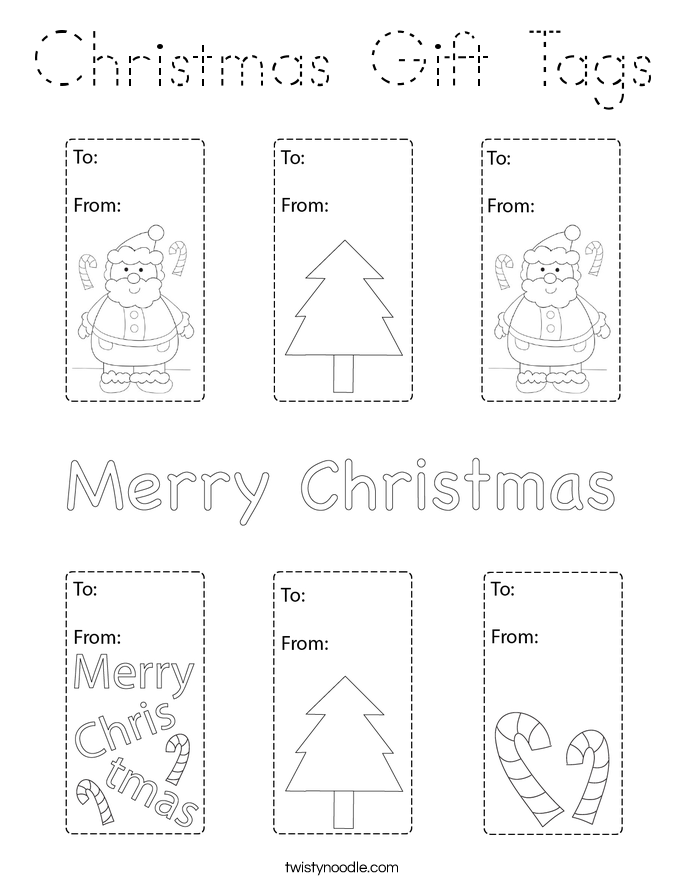 Christmas Gift Tags Coloring Page