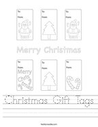 Christmas Gift Tags Handwriting Sheet