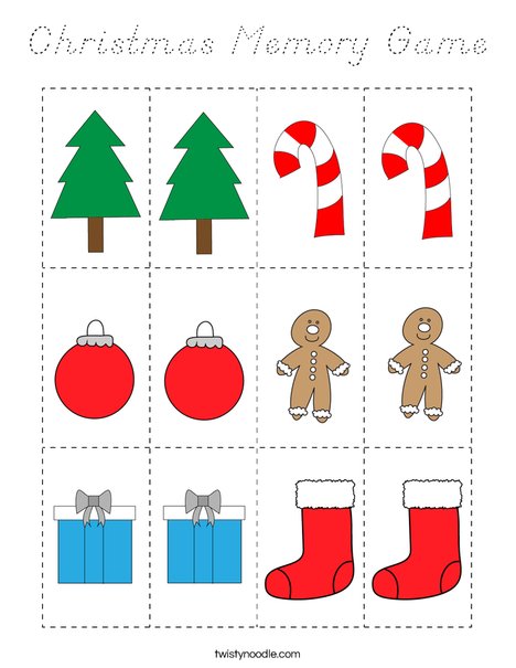 Christmas Memory Game Coloring Page