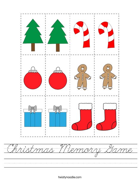 Christmas Memory Game Worksheet